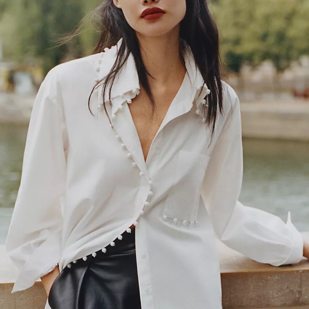 Anthropologie Mememe Embellished Buttondown Tunic Size XS